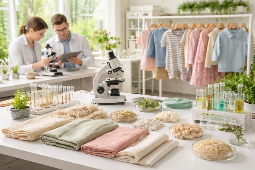 Découvrir des tissus biologiques pour créer des vêtements enfants chez Petit Bateau et Oeko-Tex
