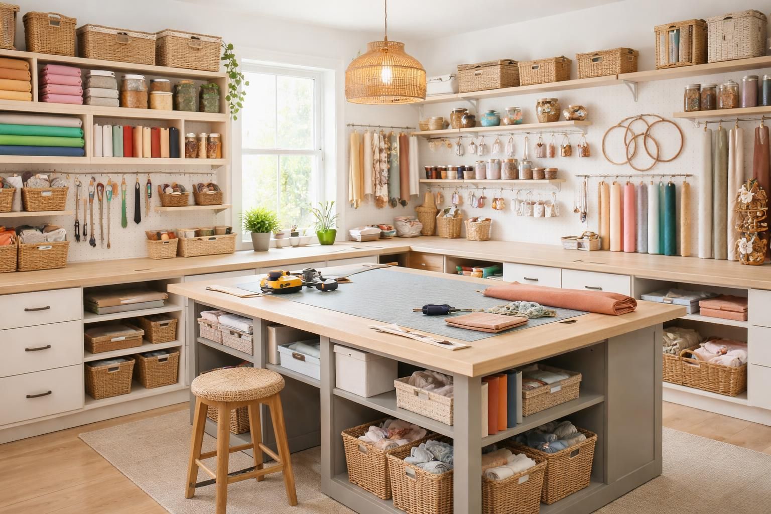 optimisez votre atelier textile en un espace créatif fonctionnel grâce à nos rangements muraux et tables de découpe adaptés. organisez votre matériel et gagnez en efficacité pour stimuler votre créativité.
