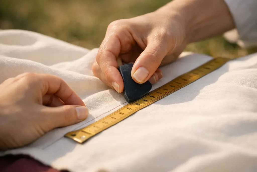 Un vêtement tombe par son droit-fil, pas par sa taille