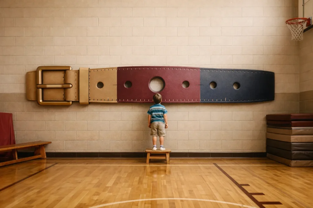 Une ceinture se mesure au trou du milieu