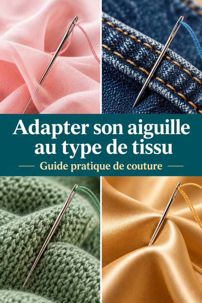 Un assortiment d'aiguilles de couture adaptées à différents types de tissus