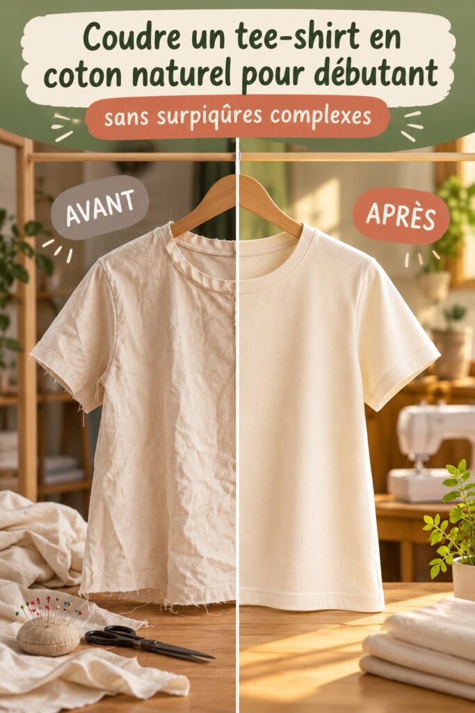 Coudre un t-shirt en coton naturel pour débutant