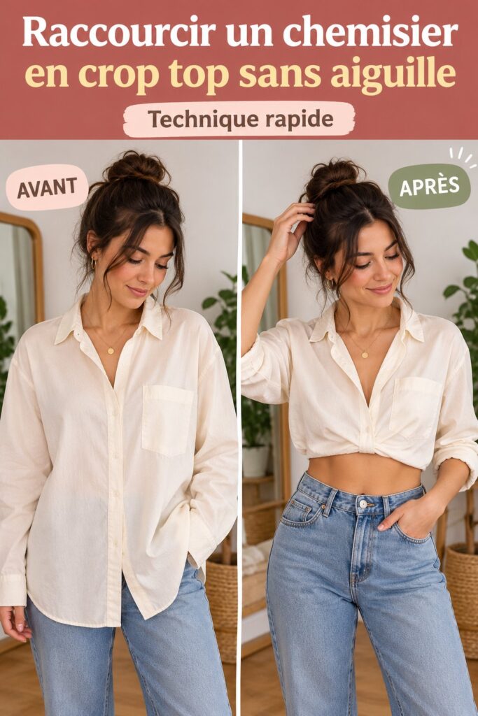 Raccourcir un chemisier en crop top sans couture